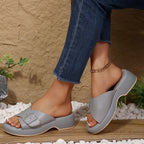 Women's Trendy Slip-on Casual Sandals with Metal Buckle (Autumn Style)