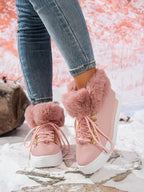 Women's Autumn/Winter Lace-Up Platform Round-Toe Casual Boots