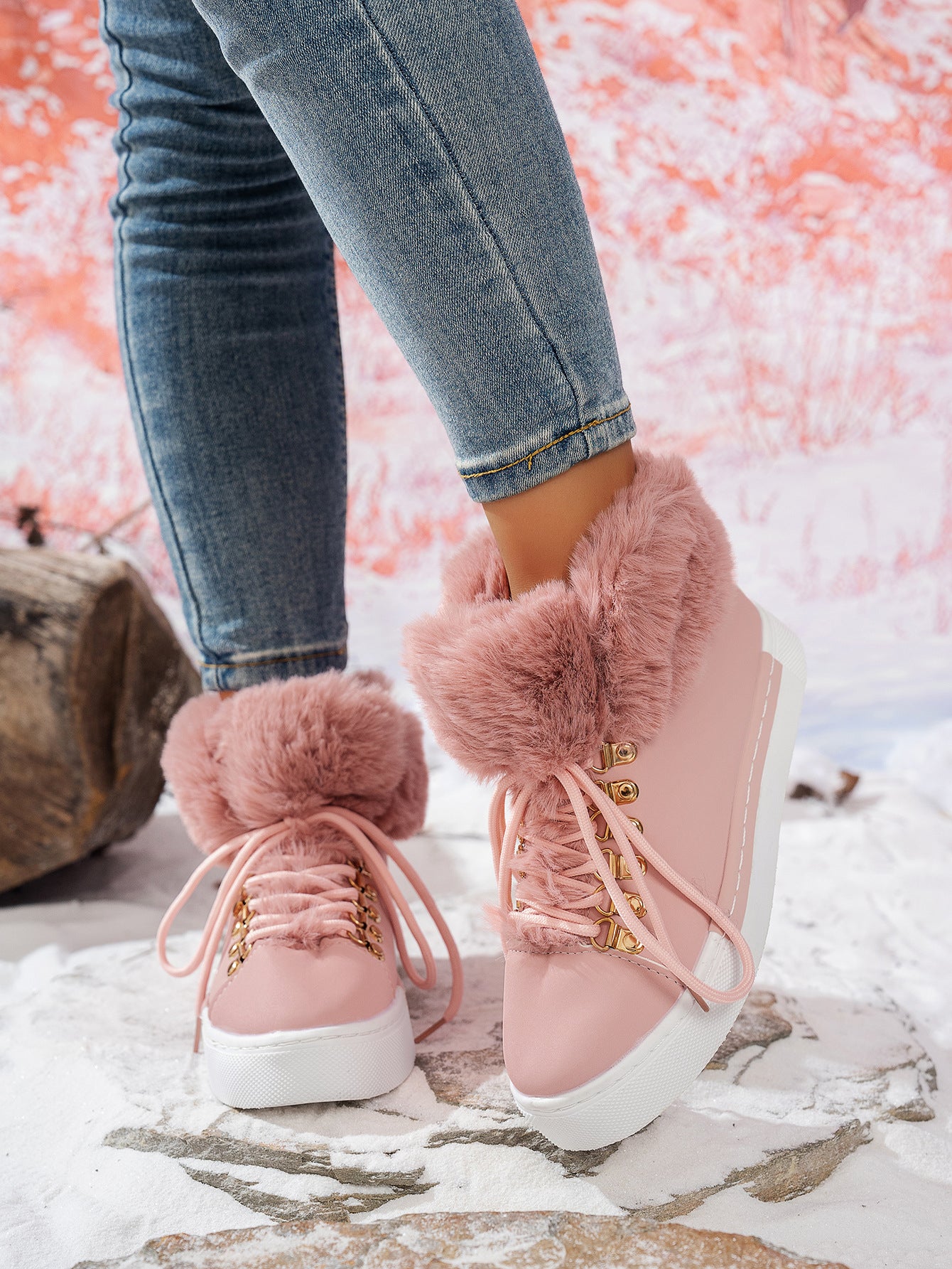 Women's Autumn/Winter Lace-Up Platform Round-Toe Casual Boots
