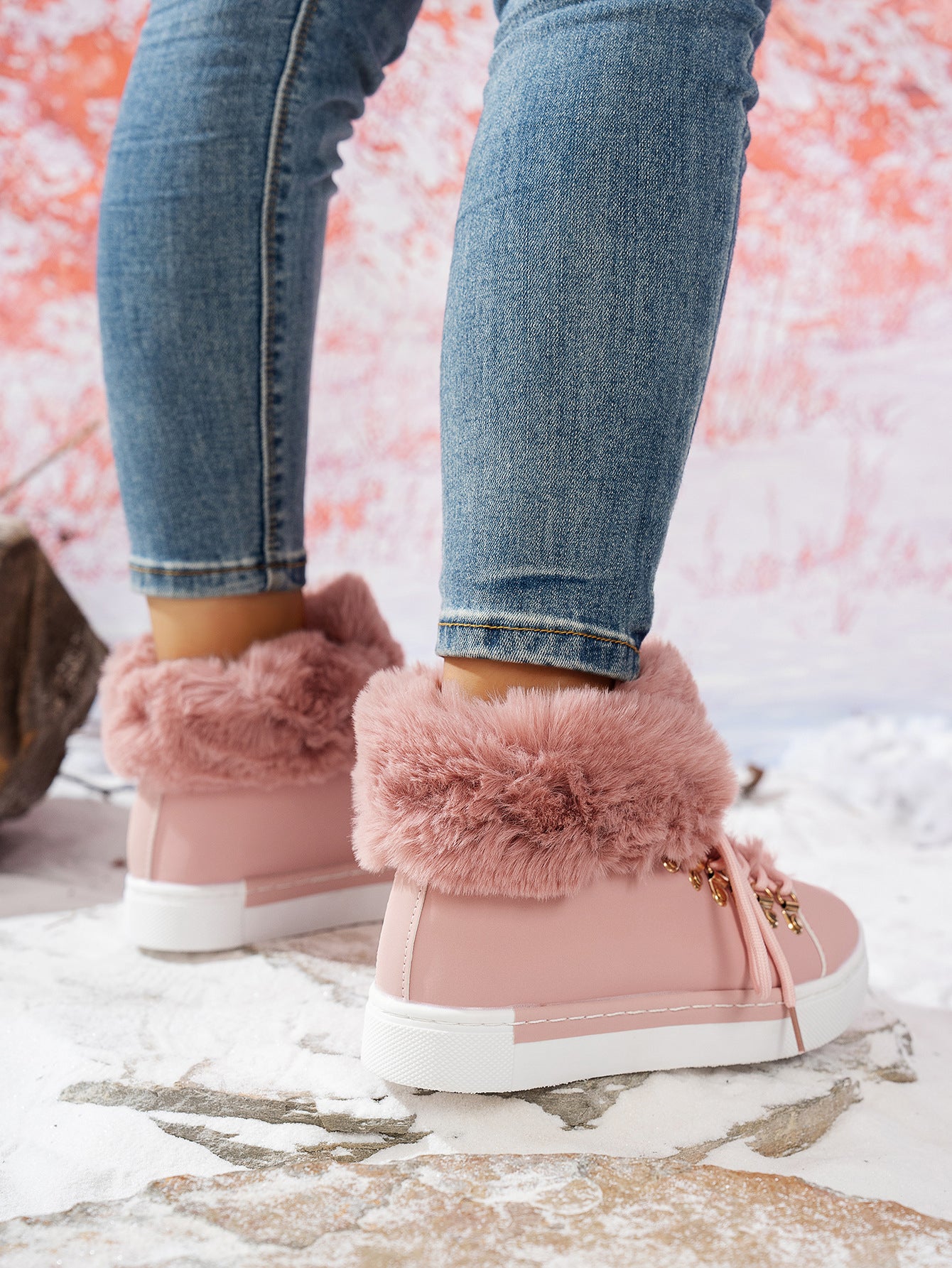 Women's Autumn/Winter Lace-Up Platform Round-Toe Casual Boots